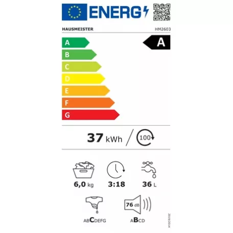 Hausmeister MOSÓGÉP ELÖLTÖLTŐS KESKENY 6 KG HM2603