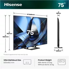 Hisense TV 75" 4K UHD SMART MINILED 75U7SE