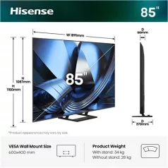 Hisense TV 85" 4K UHD SMART MINILED 85U7SE