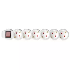   Home by Somogyi 6-OS ELOSZTÓ, KAPCSOLÓVAL 5 MÉTER 3X1,5 MM2 FEHÉR NV 6K-5/WH/1,5
