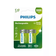   Philips ELEM TÖLTHETŐ R14 "C" 3000mAh 2-BLISZTER R14B2A300/10