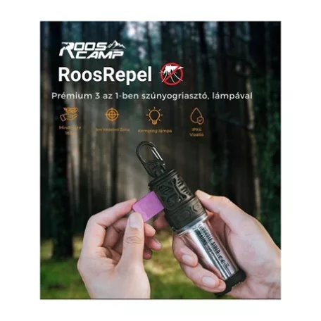 RoosCamp SZÚNYOGRIASZTÓ, 5000MAH POWERBANK, 600LM LÁMPA + TRIPOD ROOSREPEL