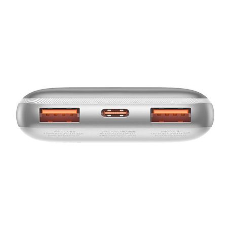 Baseus Bipow Pro Powerbank Külső Akkumulátor 10000 mAh 2xUSB USB-C 22.5W Fehér