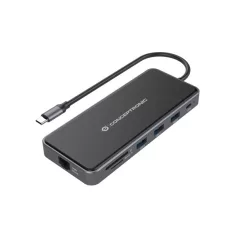   Conceptronic Notebook Dokkoló - DONN15G (USB-C to 2xHDMI+VGA+USB-C PD:100W+3xUSB-A+RJ-45+SD/TF+AUX)