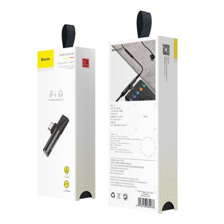 Baseus USB-C-USB-C+Mini Jack 3,5 mm audio adapter (fekete)
