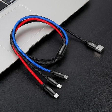 Baseus 3 az 1-ben USB-C / Lightning / Micro 3A 1,2 m-es USB-kábel (fekete)