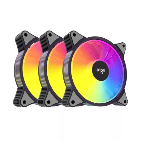ARGB számítógépes ventilátor szett Aigo AR12 3in1 120x120 (fekete)