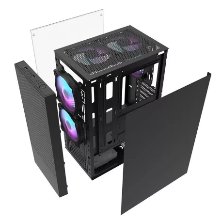 Darkflash A290 számítógépház + 3 RGB ventilátor (fekete)