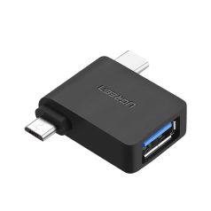 UGREEN adapter OTG, USB 3.0, USB-C és mikro USB (fekete)