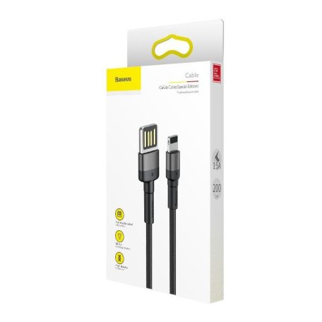 Baseus Cafule 1,5A 2 m-es Lightning USB-kábel (kétoldalas) (szürke-fekete)