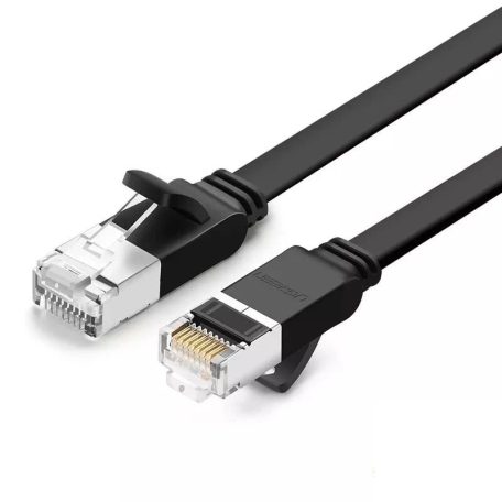UGREEN lapos hálózati kábel fém csatlakozókkal, Ethernet RJ45, Cat.6, UTP, 0,5 m (fekete)