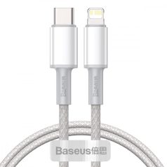   Baseus Lightning USB-C kábel, nagy sűrűségű fonott, 20W, 5A, PD, 1 m (fehér)