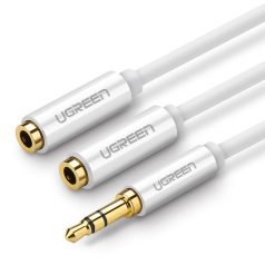   AUX audio elosztó 3,5 mm-es jack kábel UGREEN AV123, 25 cm (fehér)
