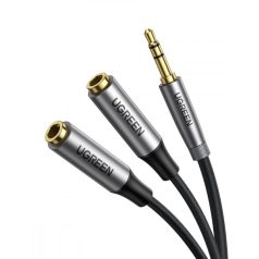   AUX UGREEN audio elosztó 3,5 mm-es jack kábel, 20 cm (fekete)