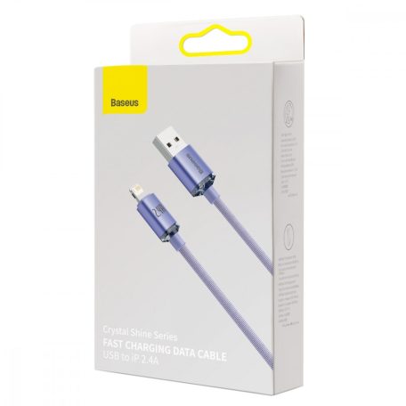 USB-kábel Lightning Baseus Crystal Shine, 2.4A, 2m (Ibolya)